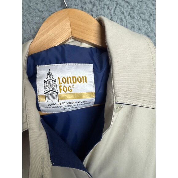 Vintage London Fog Beige Trench Coat Women 10 R Made in Korea Classic 80s - Picture 5 of 8